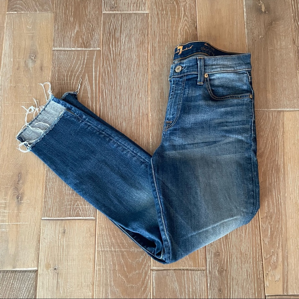 7 For All Mankind Ankle Skinny Raw Hem Jeans